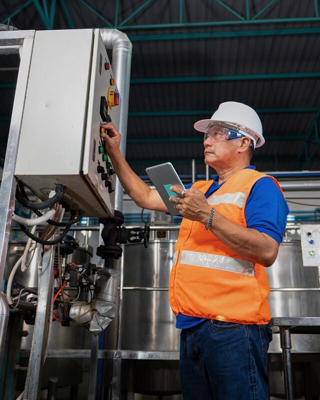 Electrical engineer inspection control panel and commissioning d